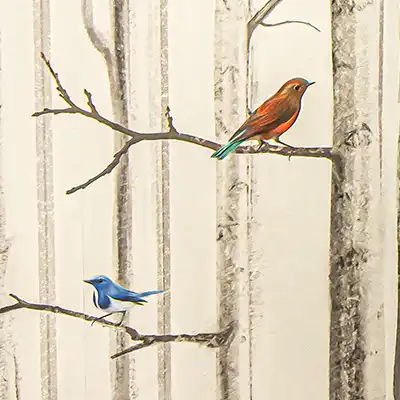 Des oiseaux imprimés le papier peint.